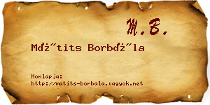 Mátits Borbála névjegykártya